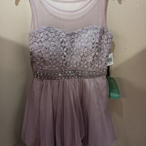My Michelle Dusty Lilac Lace & Gem Tulle Dress Size 9